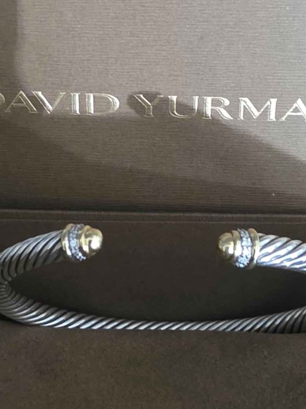 David Yurman 5mm Cable Bracelet 18K Gold Domes Diamonds Size L